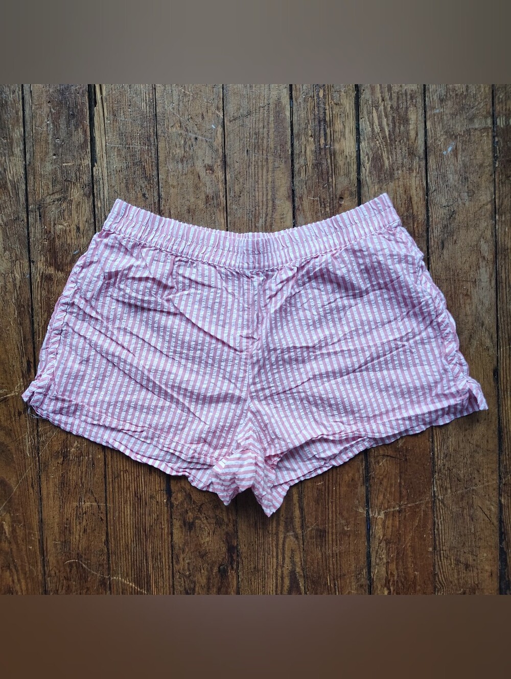 Lake Pajamas Womens Medium Light Pink Stripe Pima Cotton Sleep Shorts PJ Bottoms